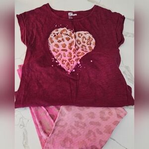 2/$20 Epic Threads Burgundy and Pink Leopard Heart Legging Set